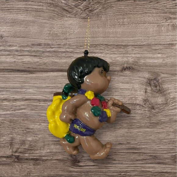 Vintage Hawaiian People 1985 Vintage - 2 Boys and Girl Ornament Set of 3 - Picture 4 of 4
